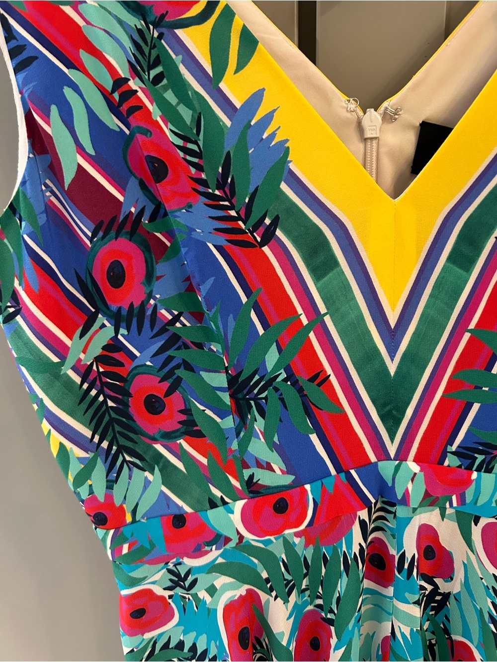 🌺 NWT! SALONI Multicolor Silk V‑Neck Asymmetrical Floral Zuri Dress - Picture 11 of 11